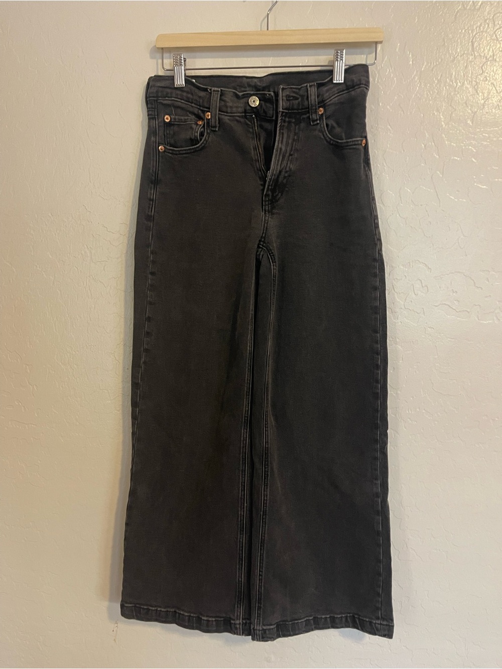 Gap Wide Leg High Rise Stride Black Jeans 27 Size 4P